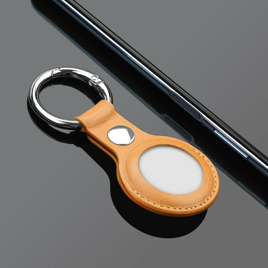 Hurtel Key Ring Θήκη Μπρελόκ Δερματίνης για AirTag Light Brown