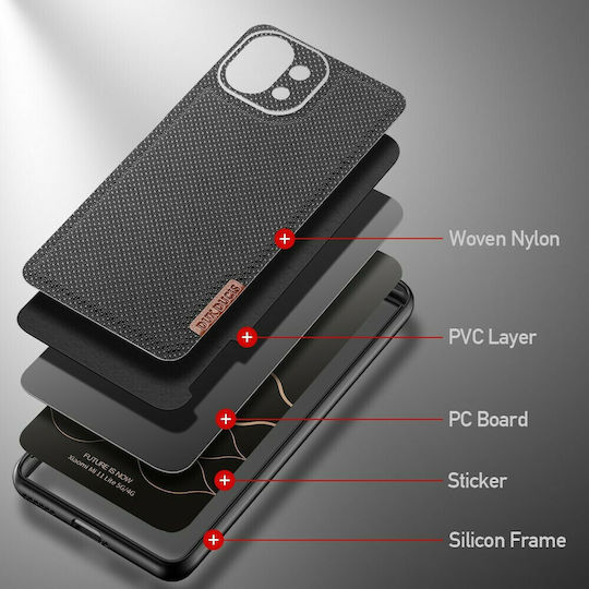 Dux Ducis Fino Задна корица Силикон / Текстил Черен (Xiaomi Mi 11 Lite / 11 Lite 5G / 11 Lite 5G NE)