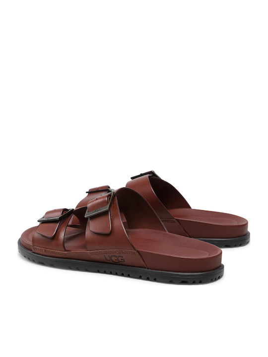 Wainscott Leder Herrensandalen in Burgundisch Farbe