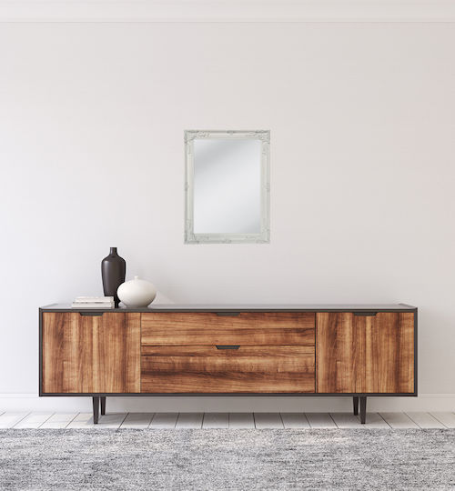 Liberta Romantic Oglindă de Perete cu Alb Ramă din Lemn 80x60cm 4buc