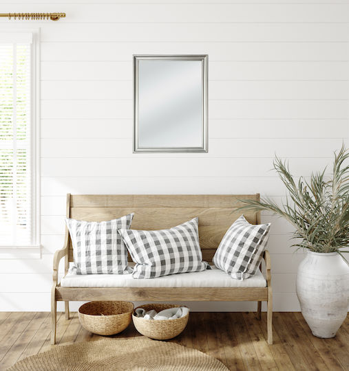 Liberta Frame Като Огледало за Стена с Сребрист Дърво Рамка 80x60см 1бр
