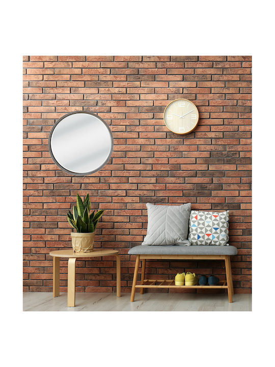 Liberta Wall Mirror with Brown Wooden Frame Diameter 62cm 4pcs