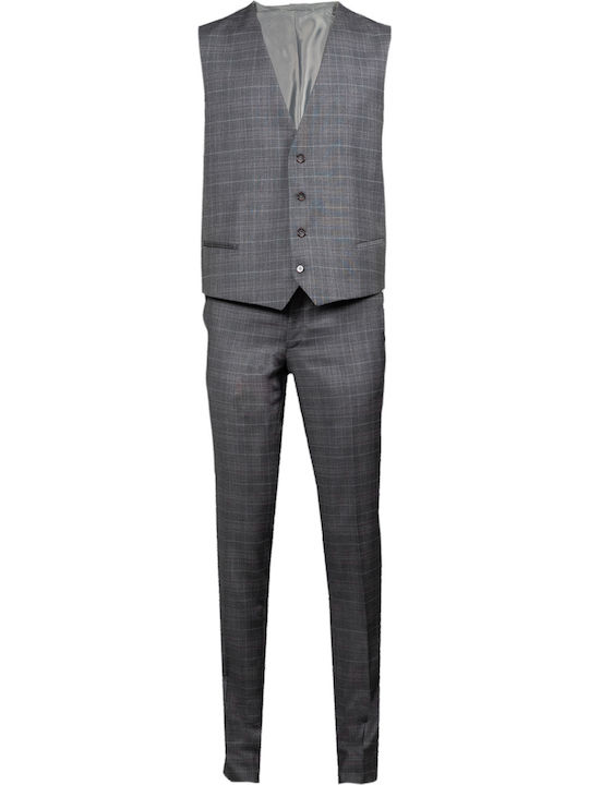 Guy Laroche Men's Winter Suit with Vest Slim Fit Gray