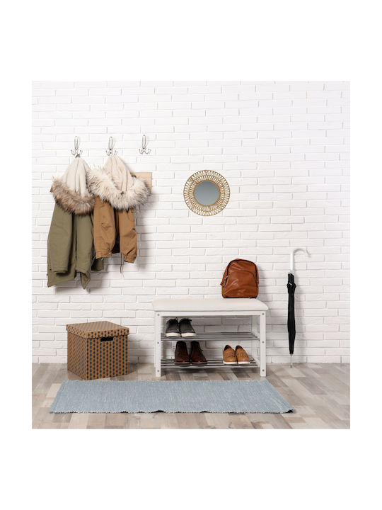 Wall Mirror with Brown Wooden Frame Diameter 45cm 1pcs