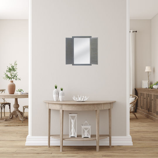 Liberta View Oglindă de Perete cu Gri Ramă din Lemn 90x60cm 1buc