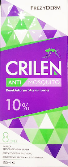 Frezyderm Crilen Anti Mosquito 10% Άοσμο Εντομοαπωθητικό Γαλάκτωμα σε Σωληνάριο Κατάλληλο για Παιδιά 150ml