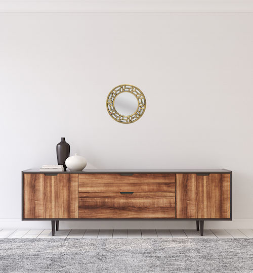 Click Wandspiegel mit Gold Kunststoff Rahmen Durchmesser 50cm 1Stück