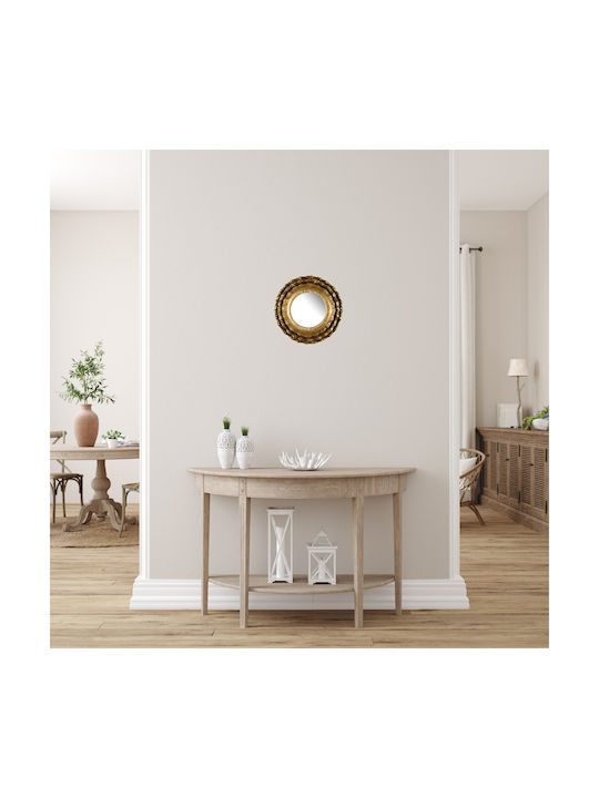 Artekko Wall Mirror with Gold Wooden Frame Diameter 40.64cm 1pcs