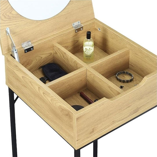 Bodenstehende Schminktisch Schlafzimmer Holz Braun Hell mit Spiegel 45x45x77cm