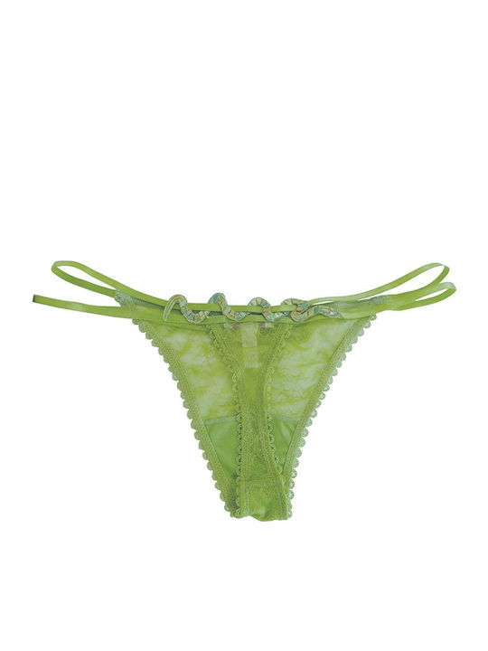 Luna Women's String with Lace Green