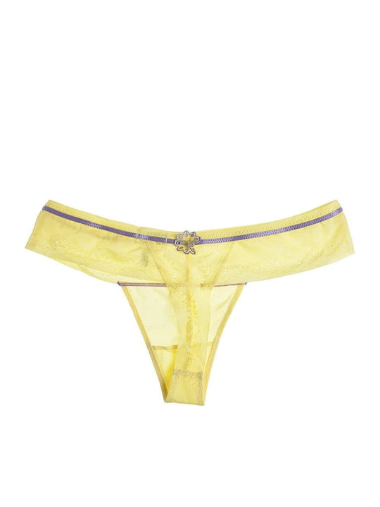 Luna Penelope Women's String with Lace Yellow