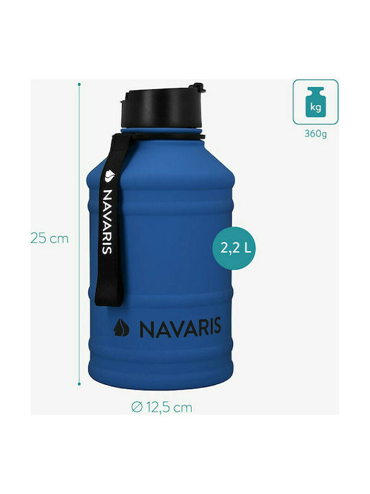Navaris Sport Stainless Steel Water Bottle 2200ml Blue