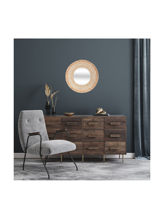 Atmosphera Celia Wall Mirror with Beige Rattan Frame Diameter 68cm 1pcs