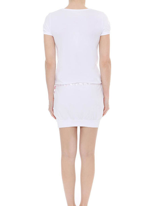 Luna 8226 Mini Καλοκαιρινό Κοντομάνικο Αθλητικό Φόρεμα Μακό Λευκό