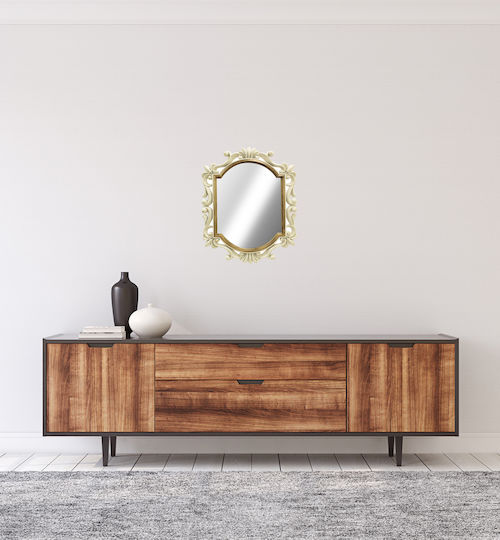 Homeplus Wall Mirror Oval with Gold Plastic Frame 75x60cm 1pcs