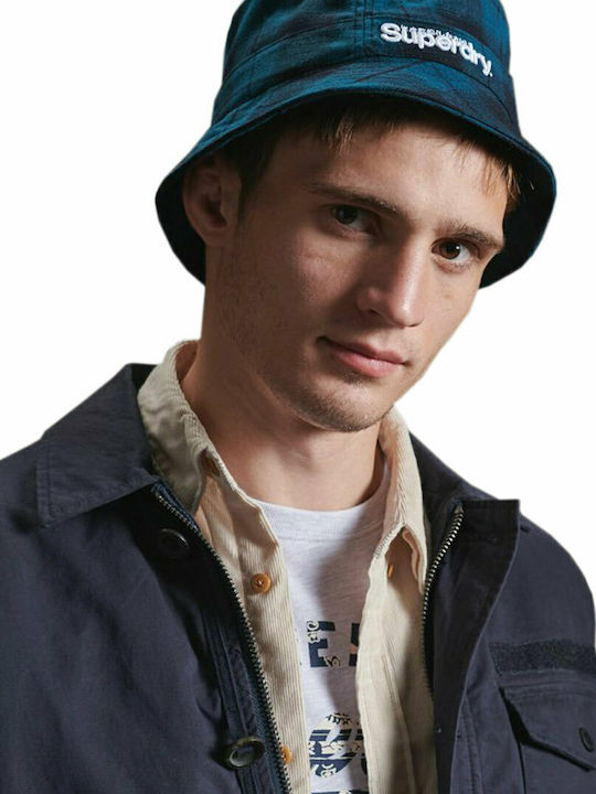 Superdry Υφασμάτινo Ανδρικό Καπέλο Στυλ Bucket Μπλε