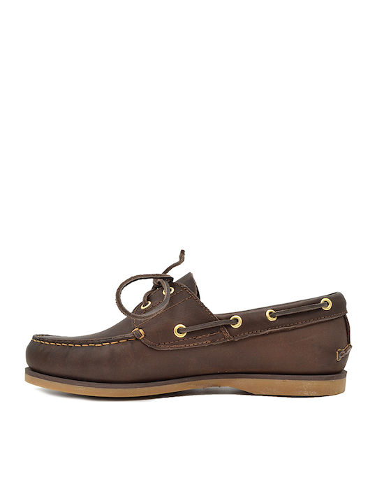 Las Vegas Men's Leather Boat Shoes Brown