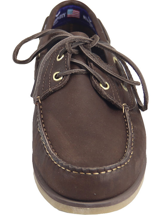 Las Vegas Men's Leather Boat Shoes Brown