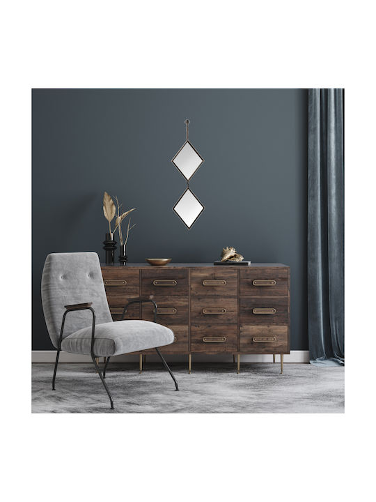 Espiel Rauten Wandspiegel mit Schwarz Metallisch Rahmen 101x30cm 1Stück