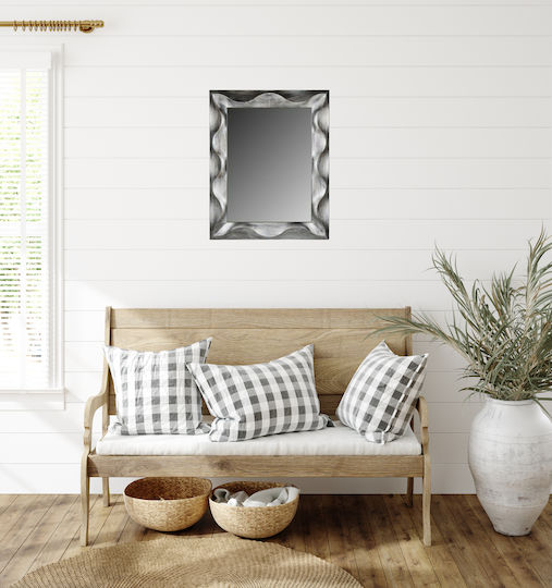 Homeplus Wandspiegel mit Silber Kunststoff Rahmen 75x60cm 1Stück