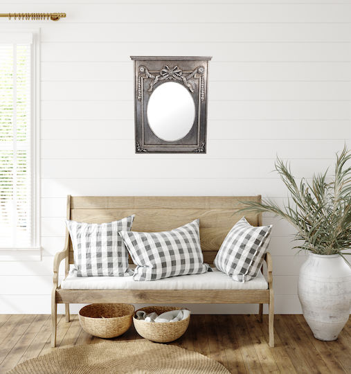 Fylliana Wall Mirror with Silver Metallic Frame 80x65cm 1pcs