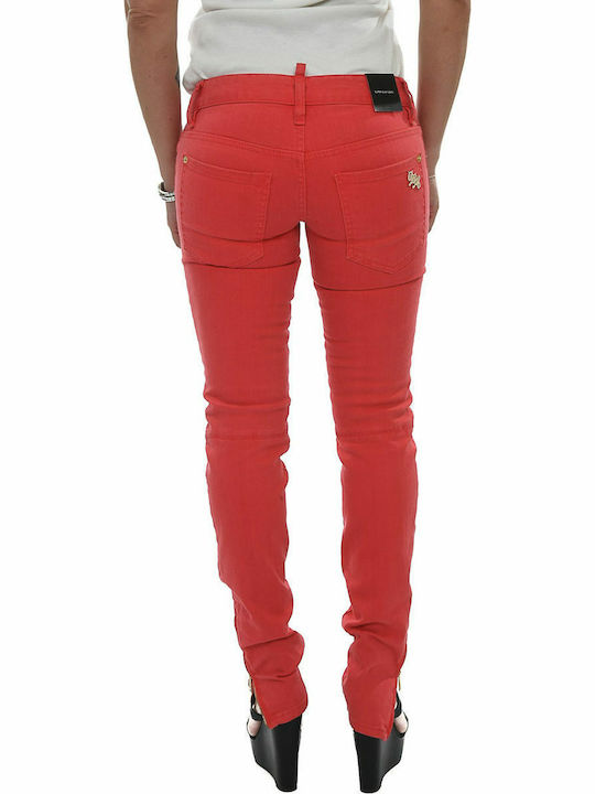 Dsquared2 Low Waist Women's Jean Trousers in Super Slim Fit Red
