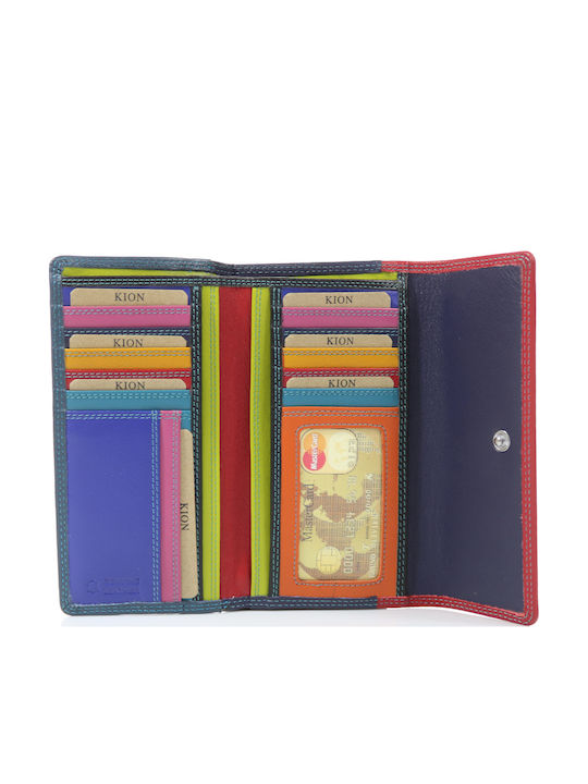 Groß Leder Damen Geldbörse Klassisch Blue/Red