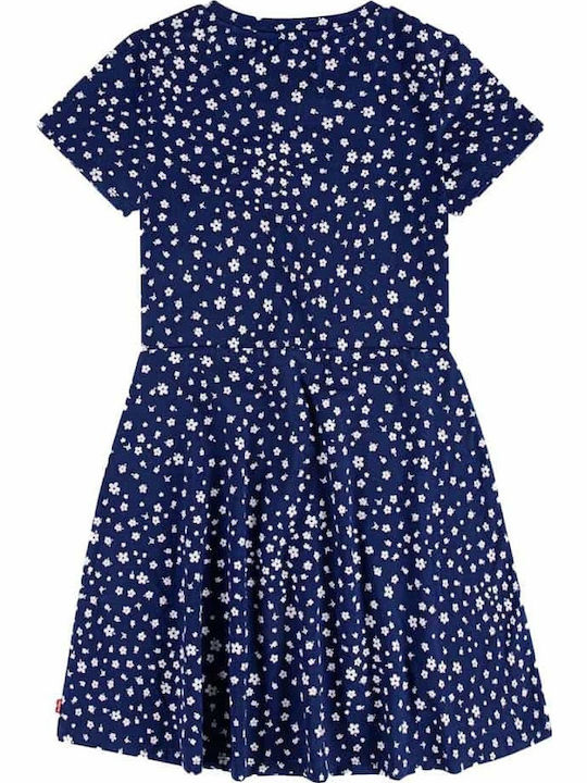 Levi's Rochie pentru Copii Floral Mâneci scurte Albastru marin