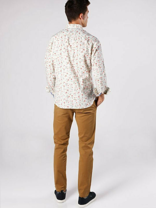 Pepe Jeans Men's Shirt Long Sleeve Cotton Floral Beige