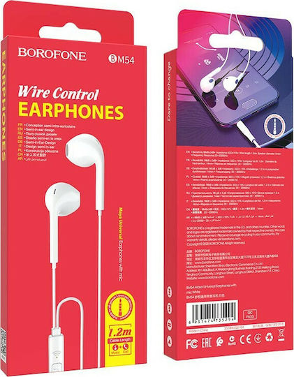 Borofone BM54 Maya Earbuds Handsfree με Βύσμα 3.5mm Λευκό