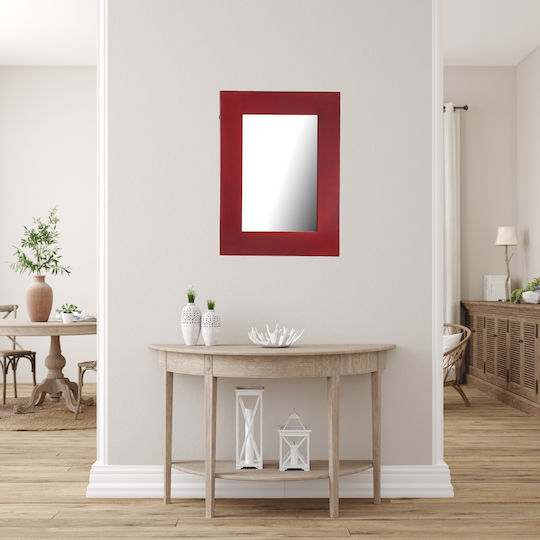 Artekko Chinoise Wandspiegel mit Rot Hölzernes Rahmen 90x70cm 1Stück