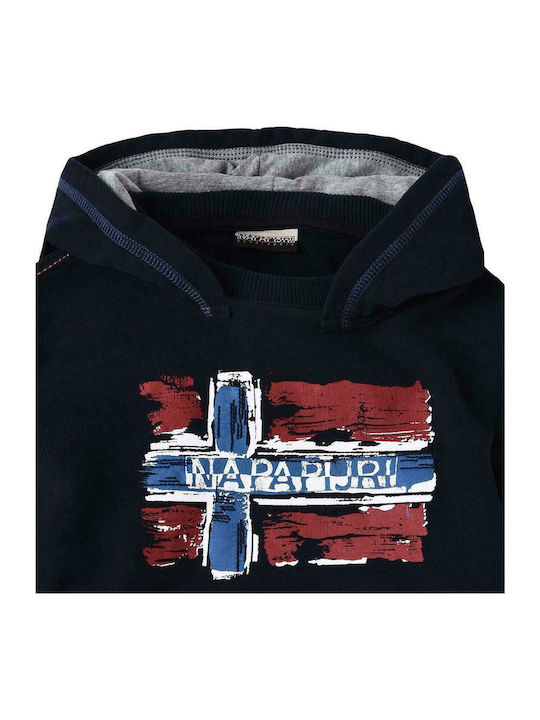 Napapijri Kids Fleece Sweatshirt with Hood and Pocket Navy Blue Babos Hood Sweatshirt