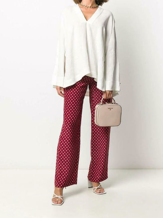 Damen Stoff Hose Burgundisch
