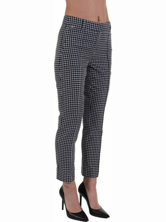 Michael Kors MS130141EG Women's Cotton Capri Trousers Checked Navy Blue MS130141EG-482