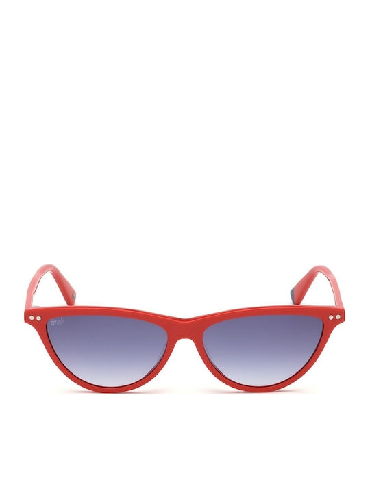 Web Women's Sunglasses with Red Plastic Frame and Blue Gradient Lens WE0264 66W