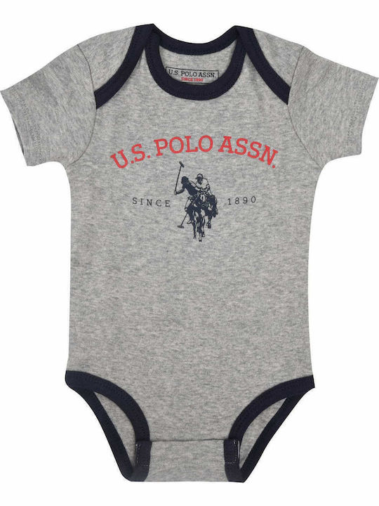 U.S. Polo Assn. Baby Bodysuit Set Short-Sleeved with Accessories Gray 3pcs