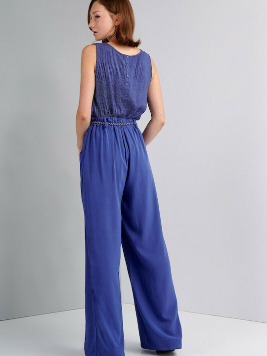 Ale - The Non Usual Casual Women's High-waisted Fabric Trousers with Elastic in Regular Fit Blue