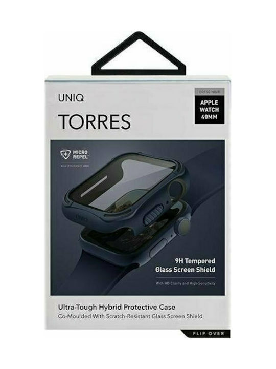 Uniq Torres Θήκη Σιλικόνης με Τζαμάκι σε Μπλε χρώμα για το Apple Watch 40mm