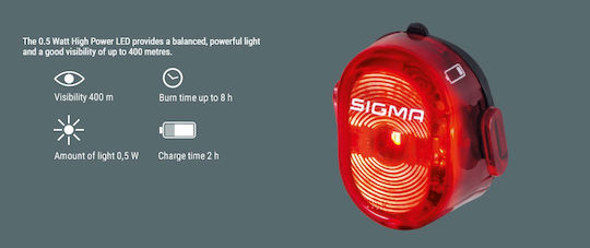 Sigma Sport Nugget II Flash Επαναφορτιζόμενο Οπίσθιο Φως Ποδηλάτου