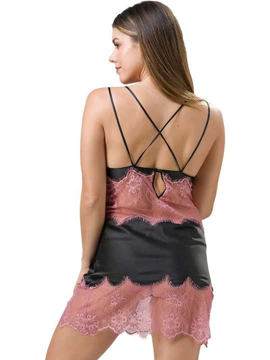 Luna Σατέν Γυναικείο Νυχτικό με String Cabaret 84140