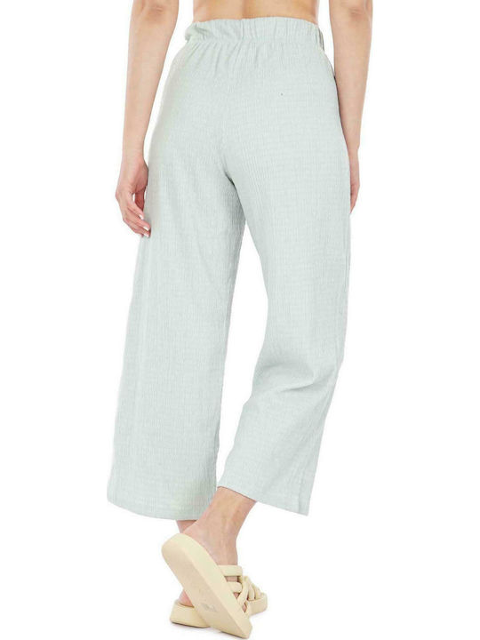 Only Sandra Women's High-waisted Fabric Trousers with Elastic Mint