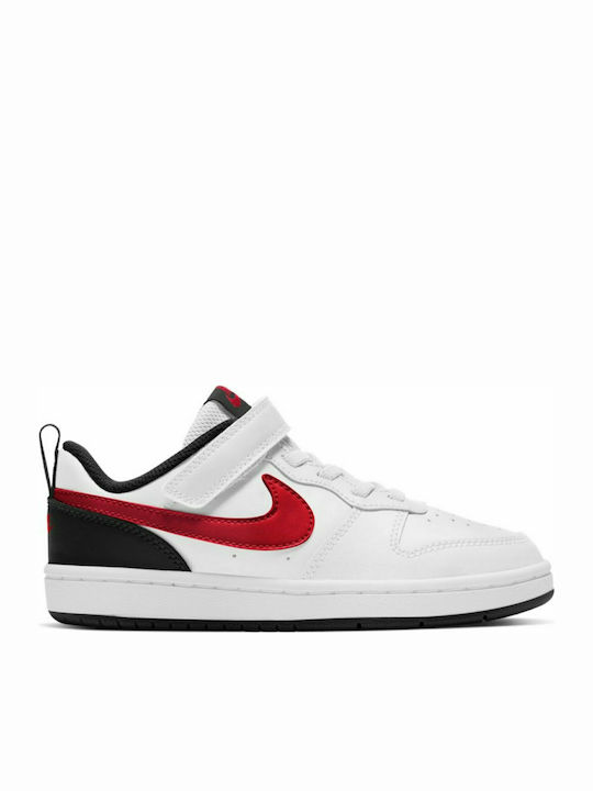Court Court Borough Low 2 Kids Sports Shoes Basketball with Hoop & Loop Closure White / University Red / Black