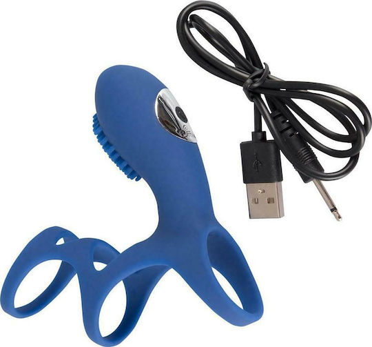You2Toys Sweet Smile Rechargeable Couples Sleeve Penis Extension with Vibration Blue 10cm