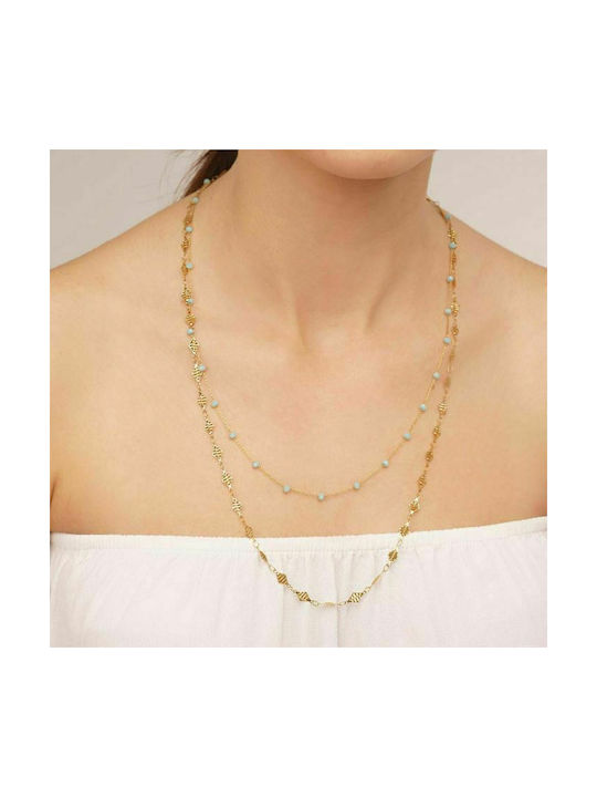 Excite-Fashion Necklace Double from Gold Plated Steel