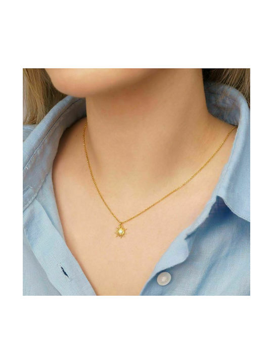 Excite-Fashion Necklace from Gold Plated Silver with Zircon