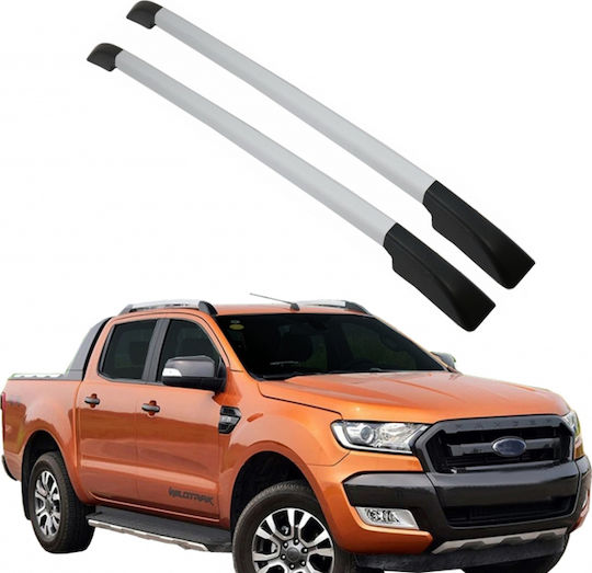 Car Roof Bars Metallic for Ford Ranger for Cars with Factory Bars Set with Roof Rack Legs Silver