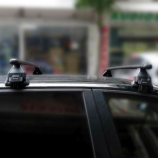 Menabo Car Roof Bars Metallic 112cm for Renault Espace 4D Set with Roof Rack Legs Black