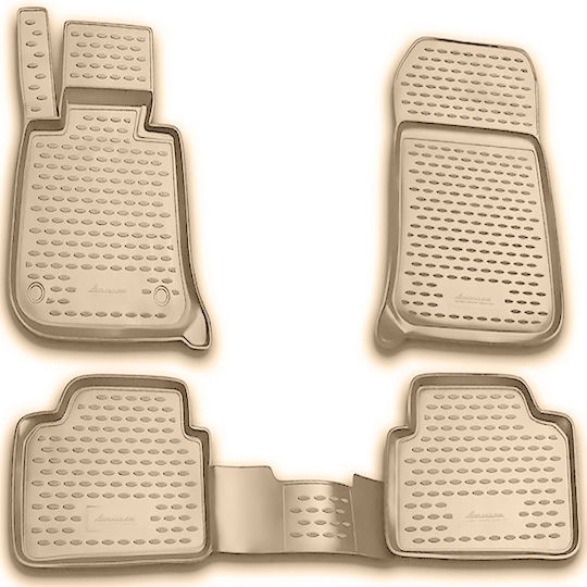 Novline Set of Front and Rear Mats Tray Type 4pcs from Rubber for BMW Series 3 Audi Q5 Beige