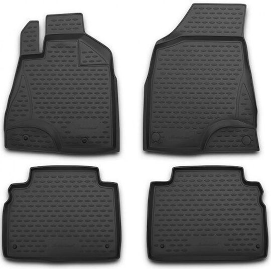 Novline Set of Front and Rear Mats 4pcs Tray Type for Nissan NP300 2008+ Gray