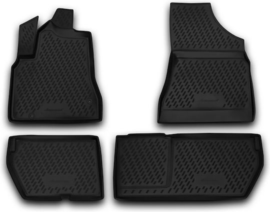 Novline Set of Front and Rear Mats 4pcs Tray Type for Peugeot Partner Tepee Black